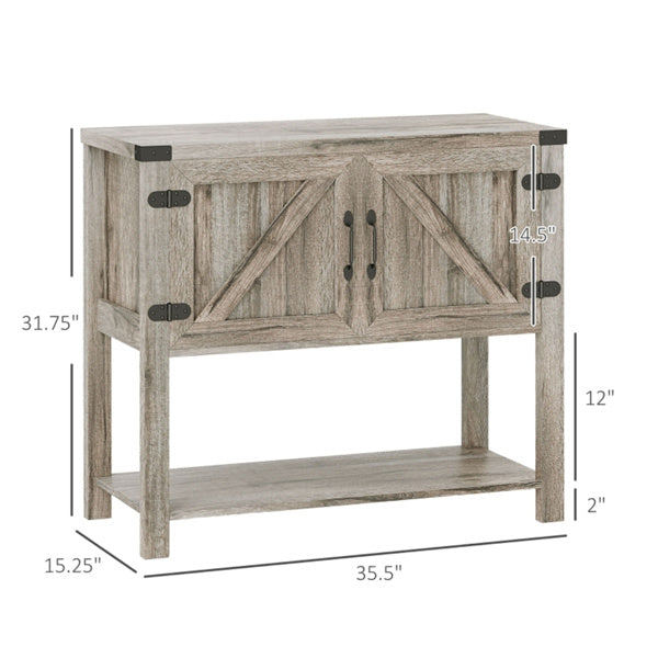 Farmhouse Entryway Cabinet with Barn-Style Doors – Stone Gray Storage Cabinet