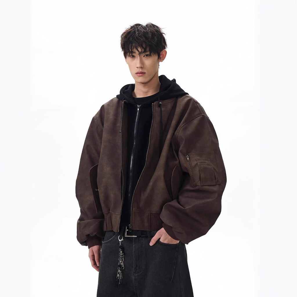 American-Style Flight Jacket – Casual Loose Fit Polyester Jacket