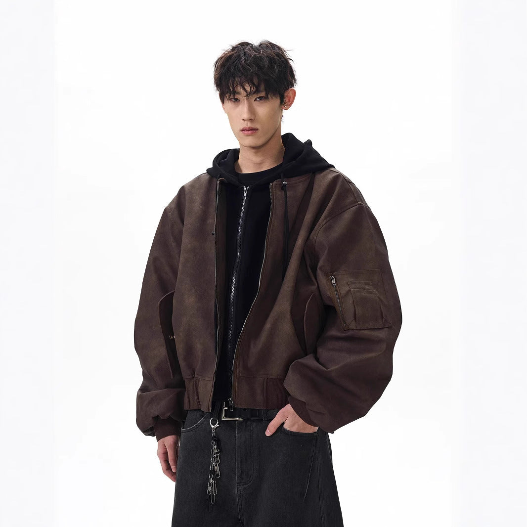 American-Style Flight Jacket – Casual Loose Fit Polyester Jacket