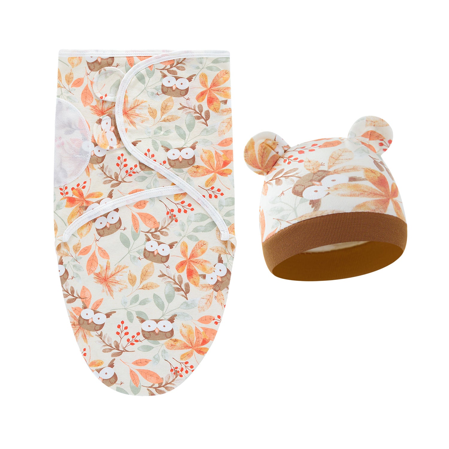 Pure Cotton Baby Swaddle Cocoon – Anti-Startle Newborn Sleep Wrap with Matching Hat