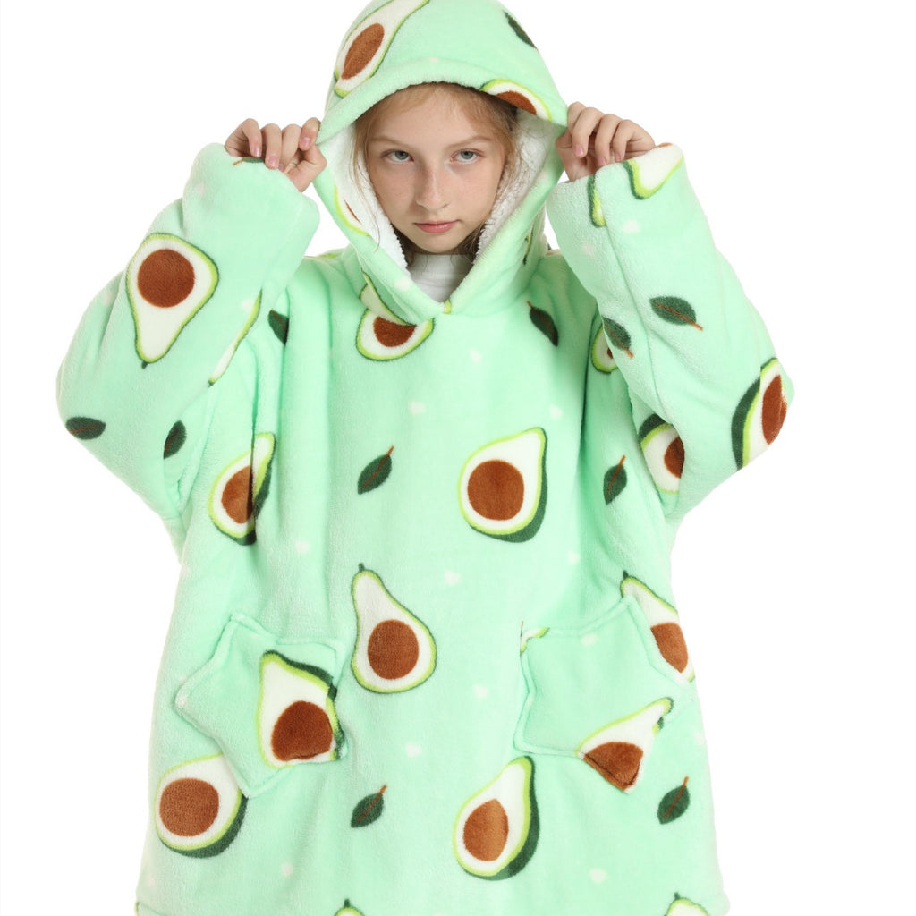 Kids Hooded Flannel Pajama Set – Thick Warm Cartoon Sleepwear (Unisex)
