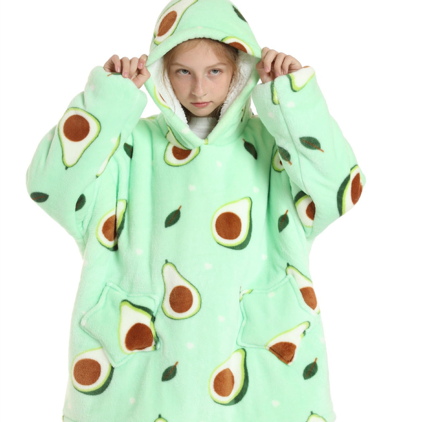 Kids Hooded Flannel Pajama Set – Thick Warm Cartoon Sleepwear (Unisex)