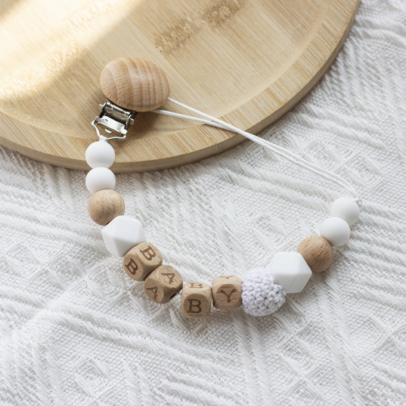 Nordic Pacifier Chain – Silicone & Beech Wood Baby Clip