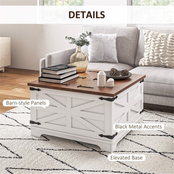 Farmhouse Storage Coffee Table – White