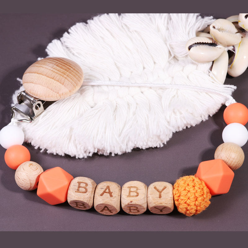 Nordic Pacifier Chain – Silicone & Beech Wood Baby Clip