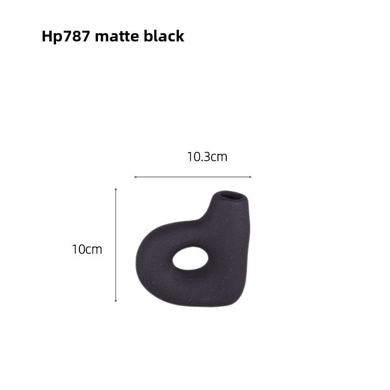 Nordic Wabi-Sabi Ceramic Vase – Matte Frosted Minimalist Decorative Ornament