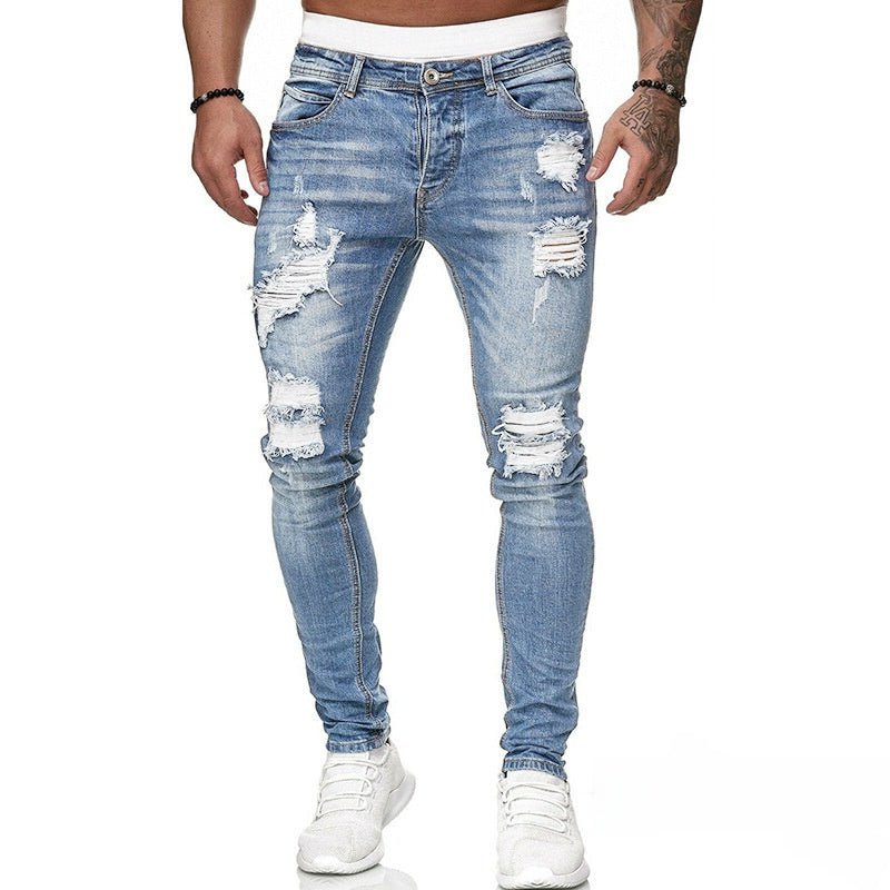 Distressed Slim Fit Jeans – Trendy Ripped Pencil Pants
