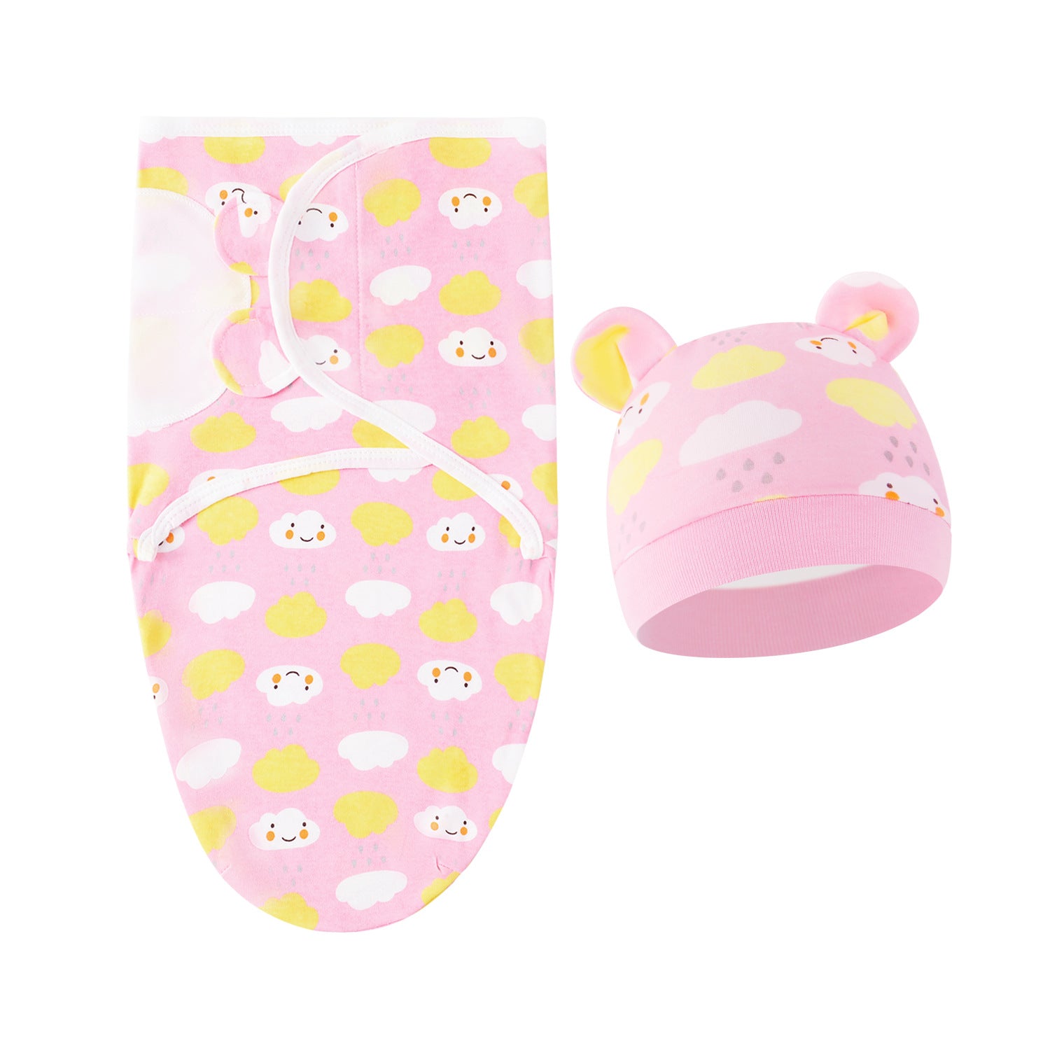 Pure Cotton Baby Swaddle Cocoon – Anti-Startle Newborn Sleep Wrap with Matching Hat