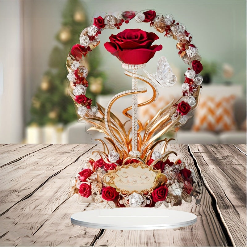 Acrylic Rose Decoration – Elegant Floral Desktop Ornament