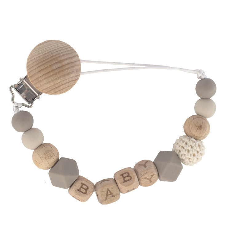 Nordic Pacifier Chain – Silicone & Beech Wood Baby Clip