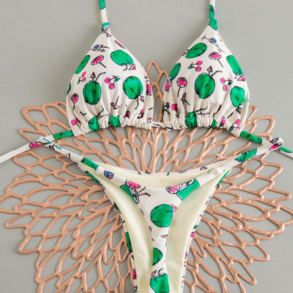 Women’s Heart Bikini Set – Lace-Up Low Waist Two-Piece Swimwear