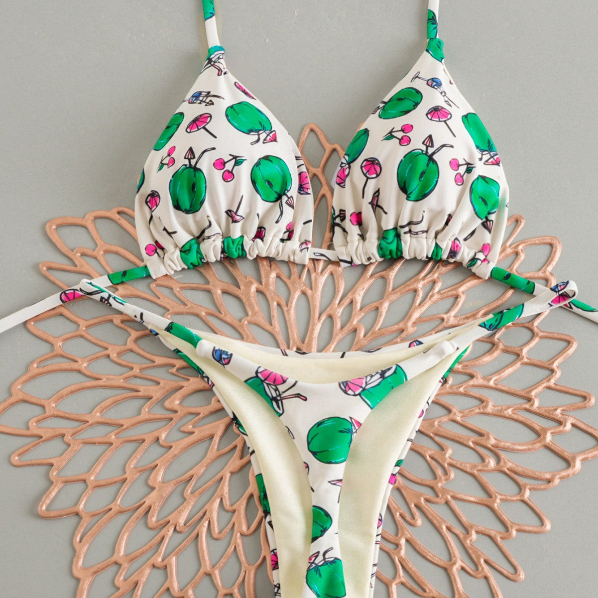 Women’s Heart Bikini Set – Lace-Up Low Waist Two-Piece Swimwear