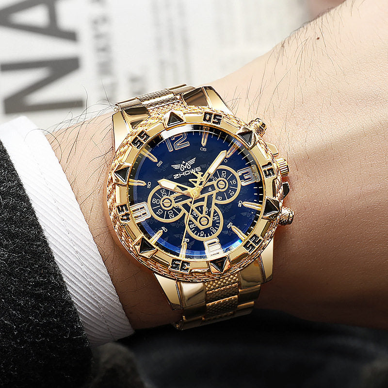 Men’s Quartz Watch – Mechanical-Style Dial Alloy Wristwatch