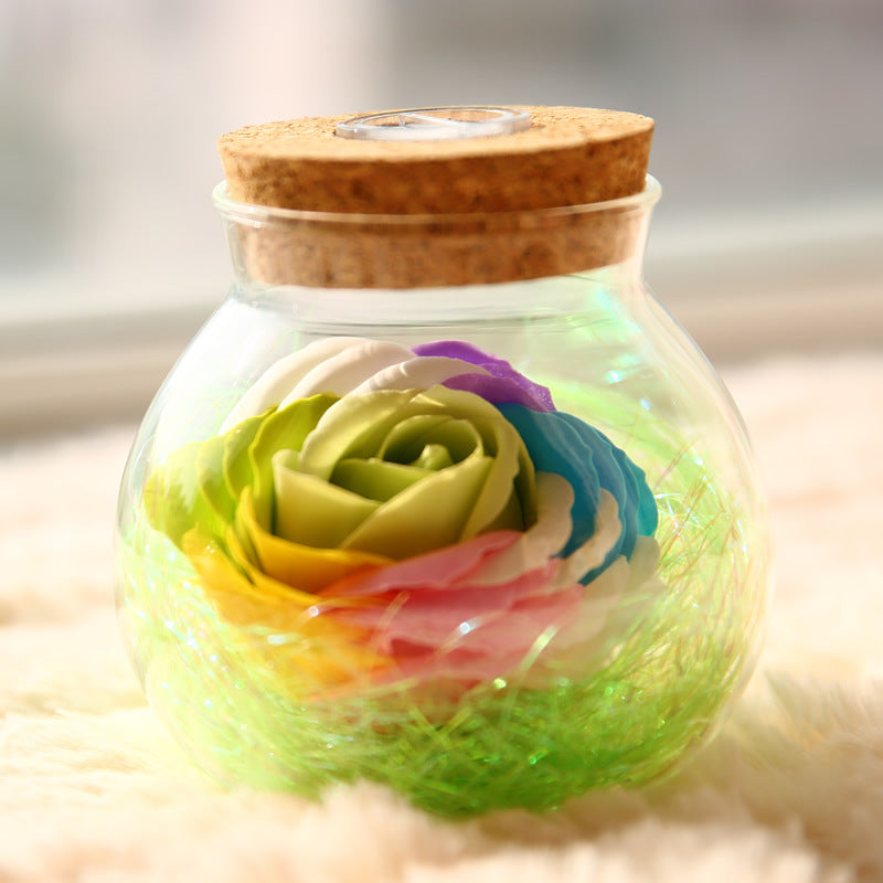 Eternal Rose Glass Wishing Bottle with LED Lights