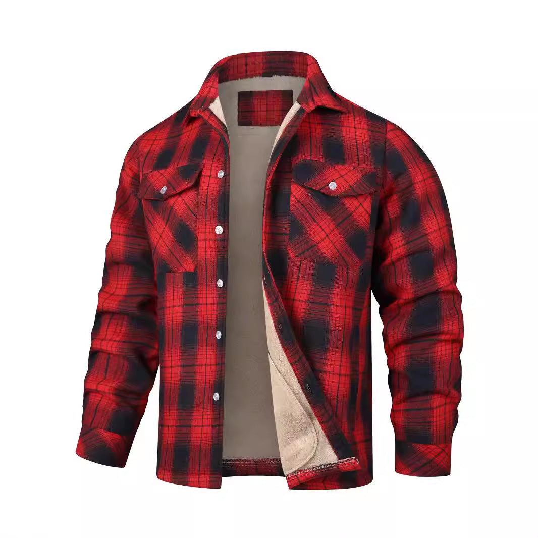 Fleece-Lined Plaid Jacket – Windproof, Moisture-Wicking Outerwear