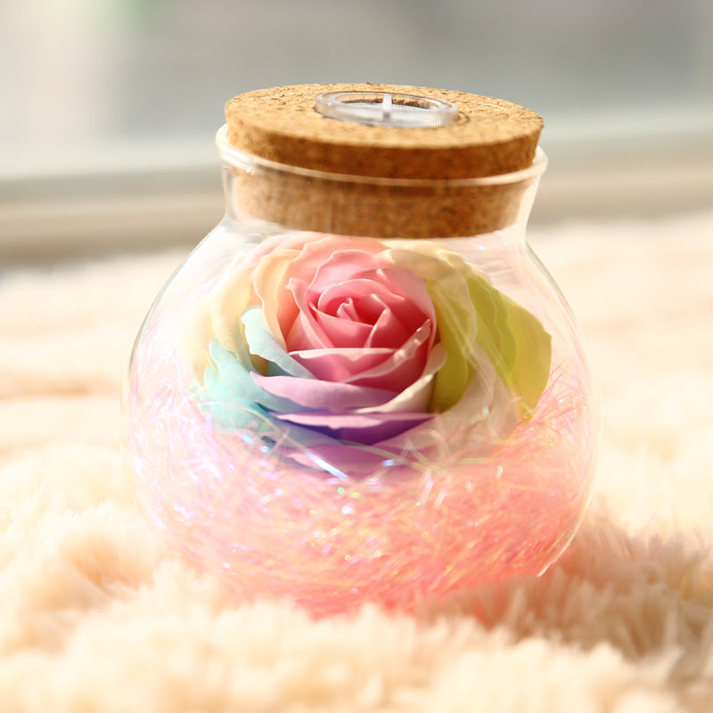 Eternal Rose Glass Wishing Bottle with LED Lights