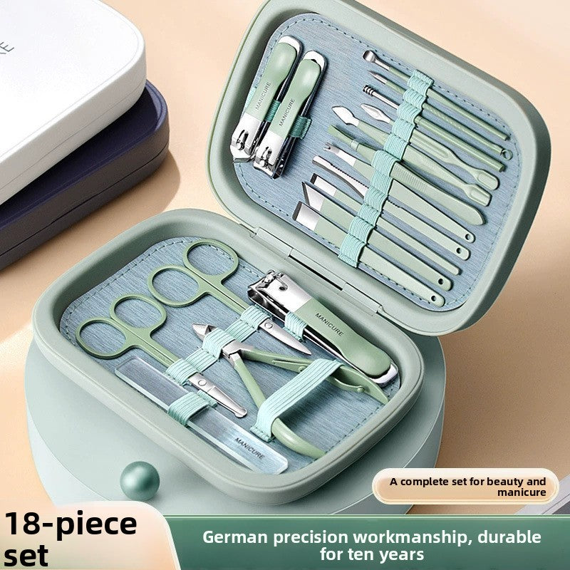 Stainless Steel Nail Clipper Set – Professional Manicure & Pedicure Grooming Kit with Storage Case