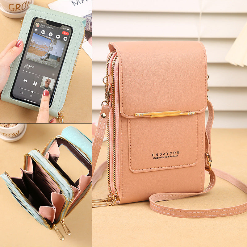 Touch Screen Crossbody Phone Bag – Sequin PVC Mini Shoulder Purse