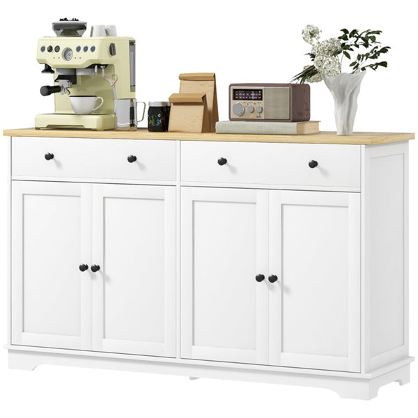 Modern Oak & White Kitchen Sideboard – Storage Cabinet with Drawers & Adjustable Shelves