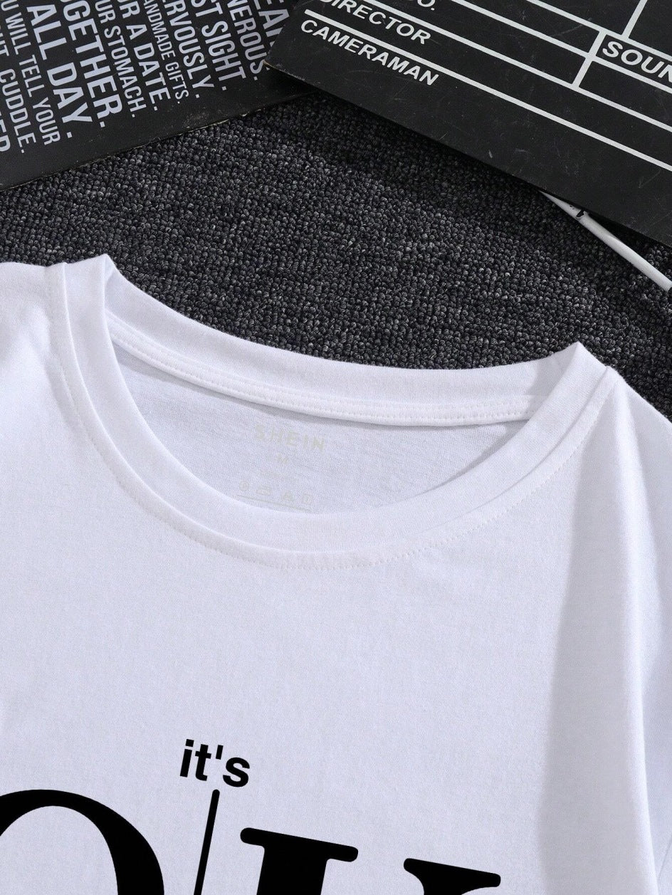 100% Cotton Graphic Print T-Shirt – Casual Loose Fit Round Neck Short Sleeve Tee