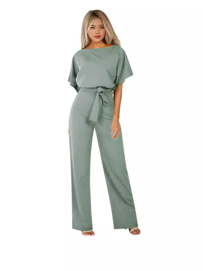 Slim-Fit High Waist Lace-Up Jumpsuit