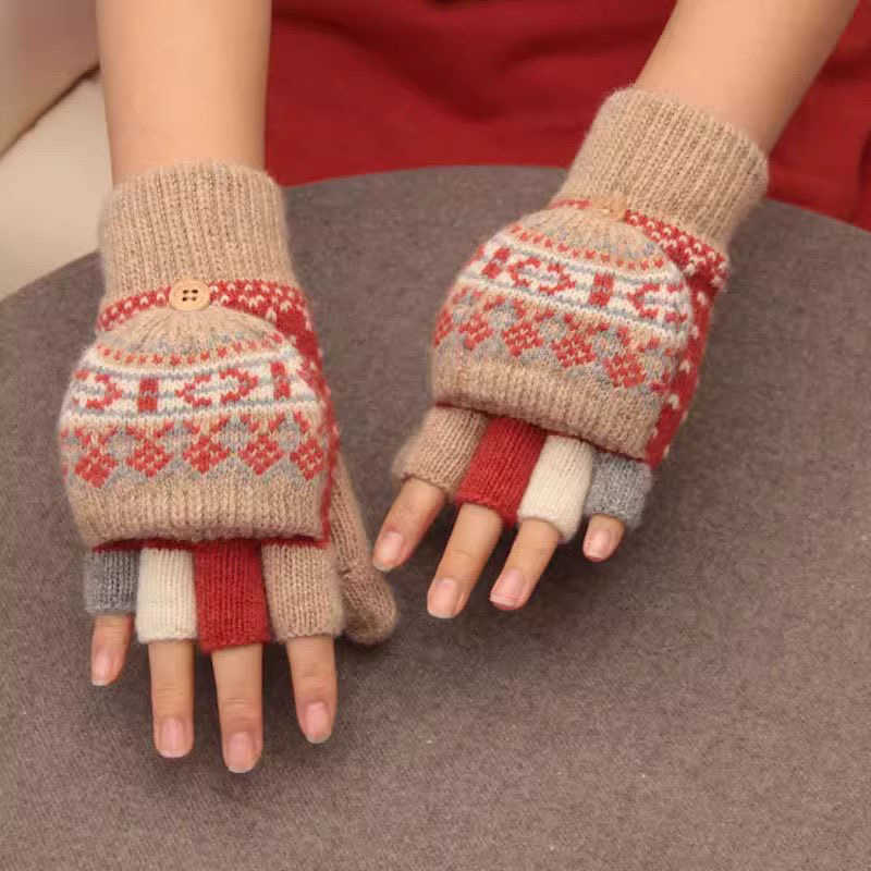 Convertible Fingerless Gloves – Fleece-Lined Touchscreen Winter Gloves