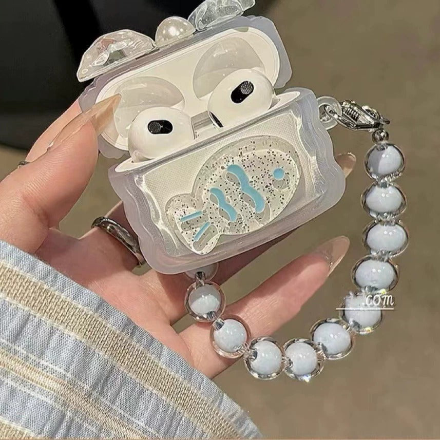 Ice Blue Fish AirPods Case – Transparent TPU Protective Cover