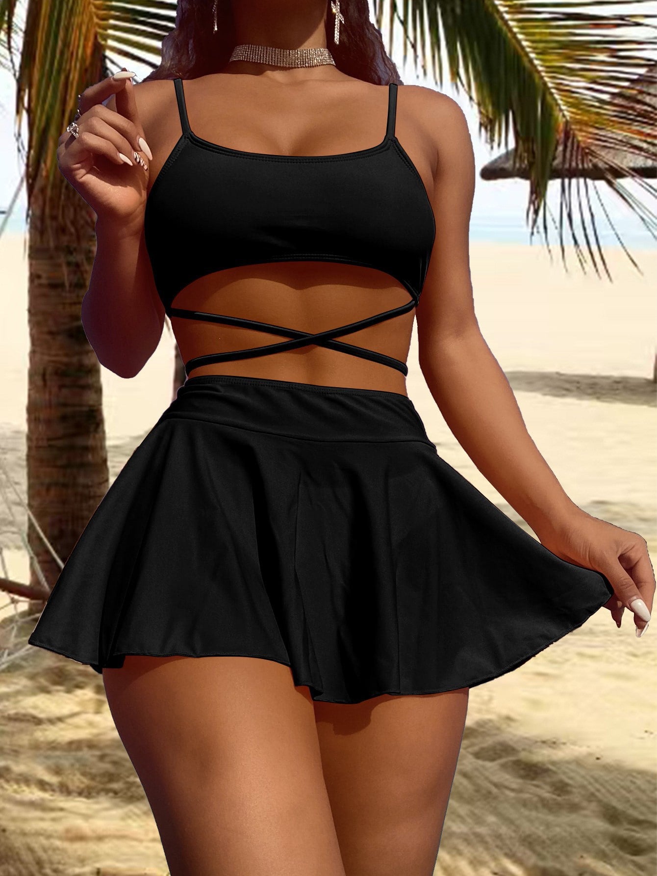 Women’s Three-Piece Swimsuit Set – Quick-Dry Beachwear