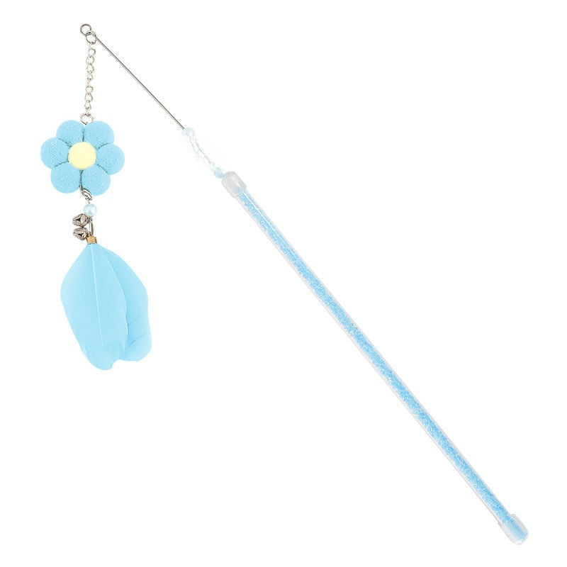 Interactive Cat Tease Stick Toy – Feather & Sound Paper Wand