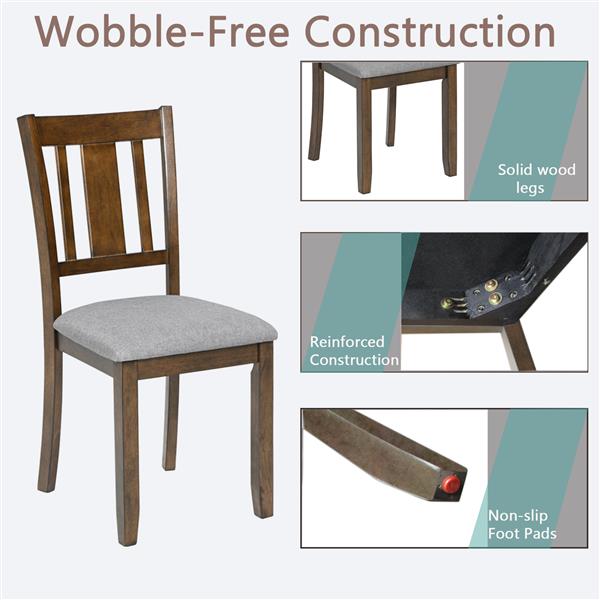 Solid Wood Upholstered Dining Chairs – Set of 4 Modern Linen Kitchen Chairs