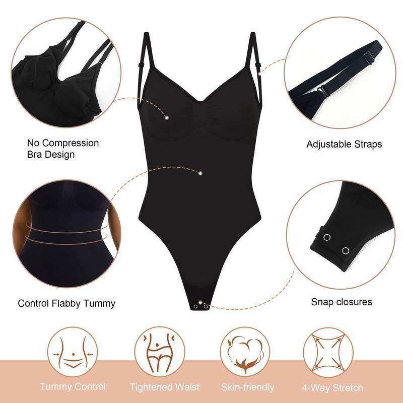 Tummy Control Shapewear Bodysuit – Low Back Ultra-Thin Sculpting Thong