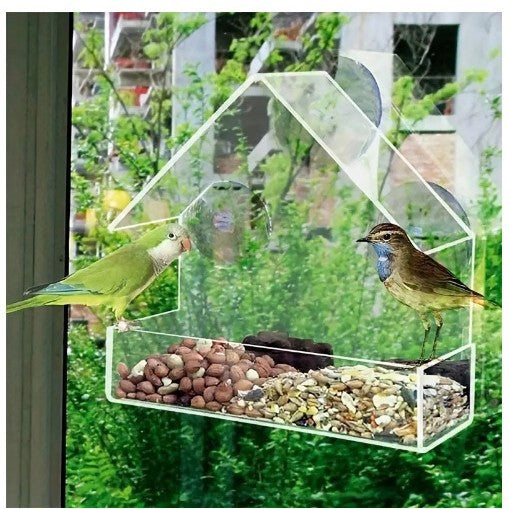 Transparent Acrylic Bird Feeder – Triangular House Design
