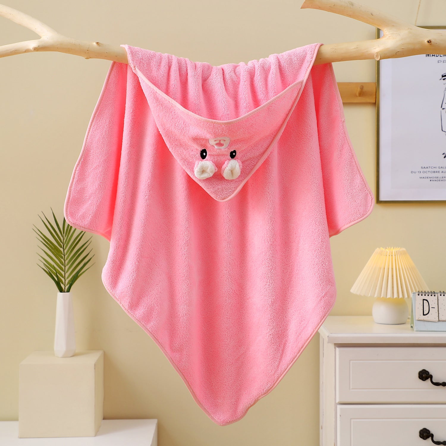 Coral Fleece Baby Blanket – Soft Absorbent Embroidered Infant Swaddle