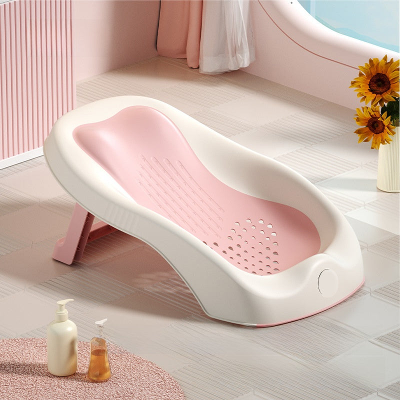 Foldable Baby Bath Rack with Temperature Sensor – Anti-Slip Infant Bath Support Seat
