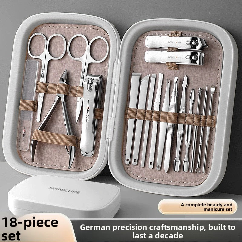 Stainless Steel Nail Clipper Set – Professional Manicure & Pedicure Grooming Kit with Storage Case