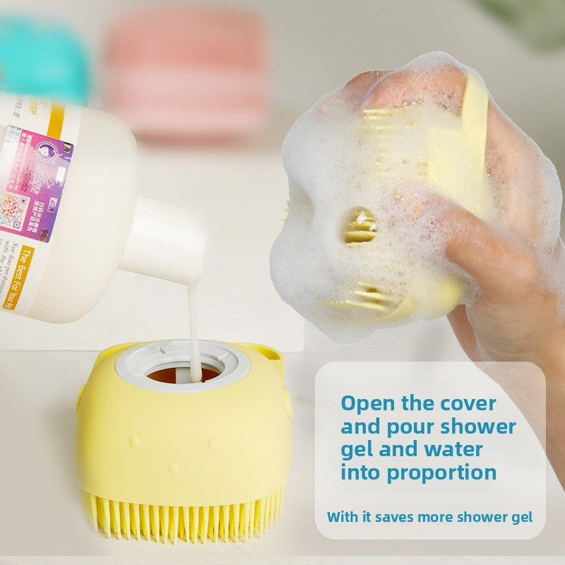 Silicone Bath Brush – Soft Baby & Pet Grooming Massage Scrubber