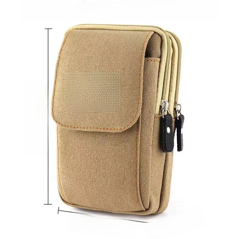 Multifunctional Canvas Waist Bag with Carabiner Clip