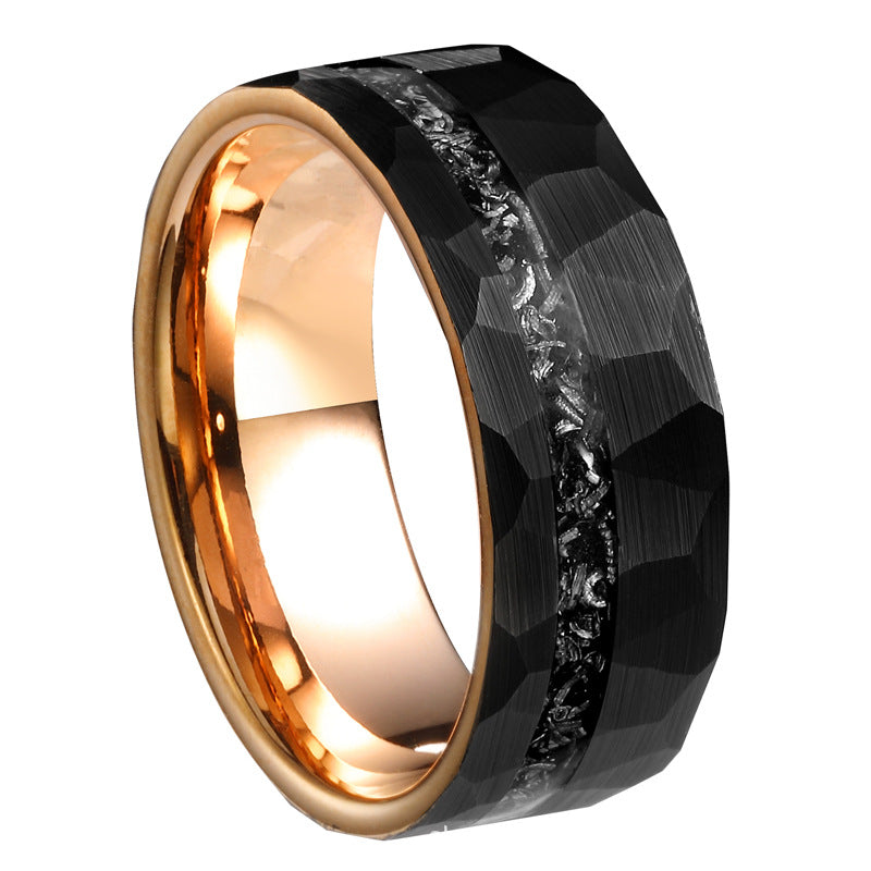Men's Tungsten Steel Ring with Stone Inlay – Polished Durable Wedding or Fashion Band