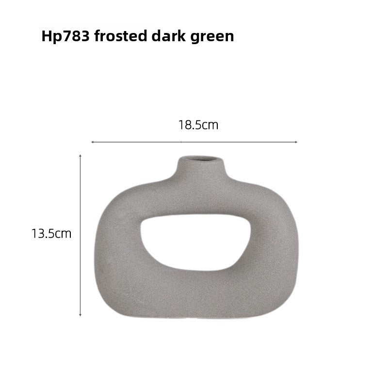 Nordic Wabi-Sabi Ceramic Vase – Matte Frosted Minimalist Decorative Ornament