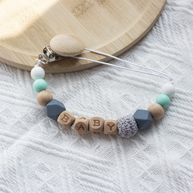 Nordic Pacifier Chain – Silicone & Beech Wood Baby Clip