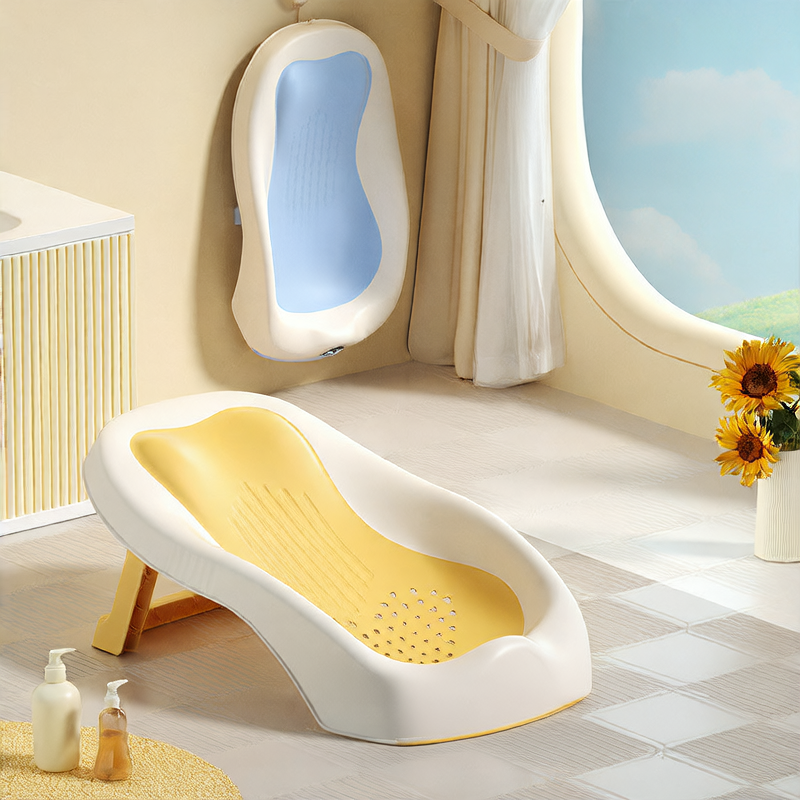 Foldable Baby Bath Rack with Temperature Sensor – Anti-Slip Infant Bath Support Seat