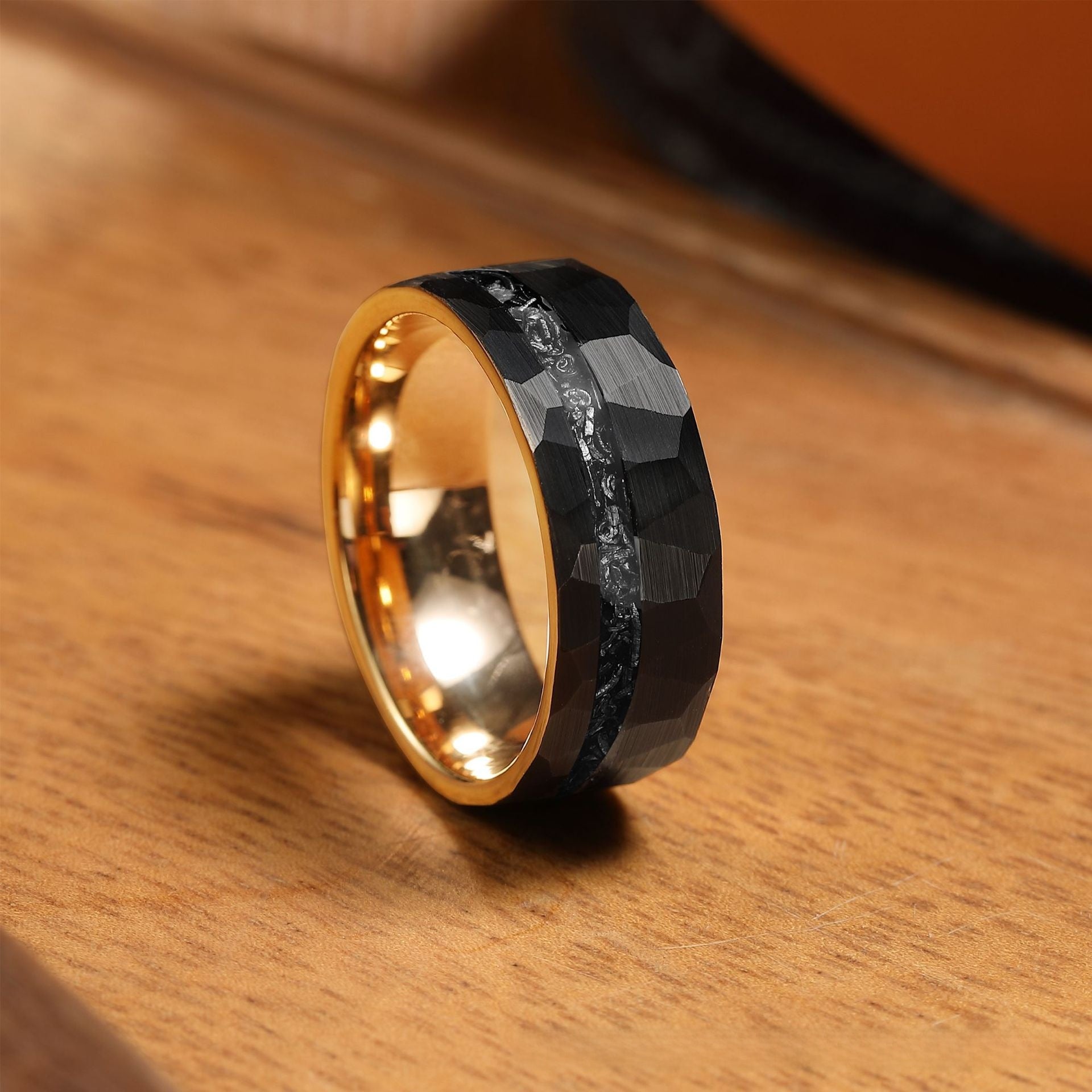 Men's Tungsten Steel Ring with Stone Inlay – Polished Durable Wedding or Fashion Band