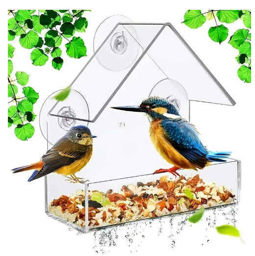 Transparent Acrylic Bird Feeder – Triangular House Design