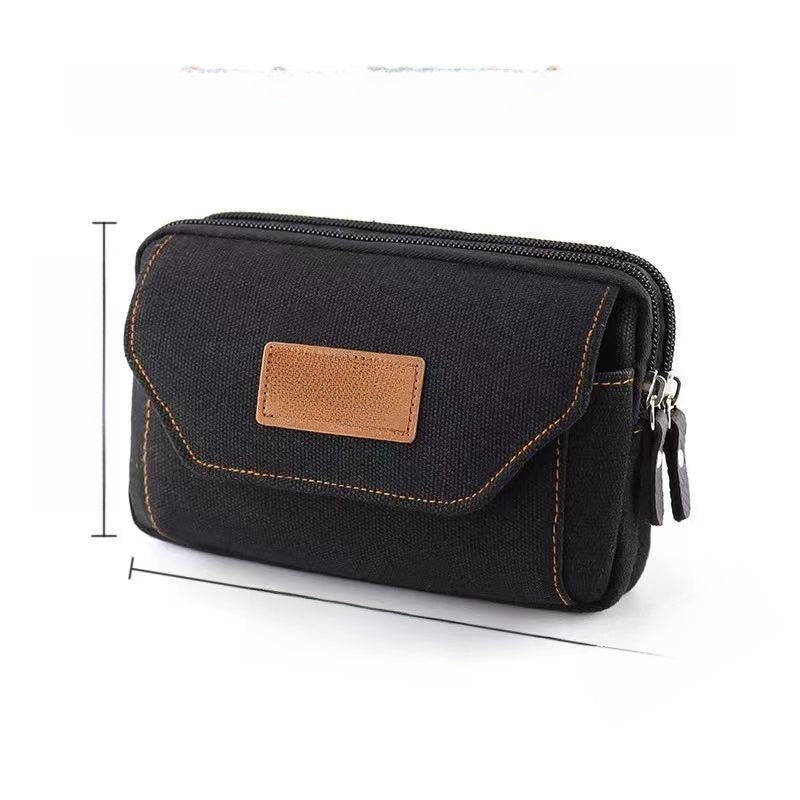 Multifunctional Canvas Waist Bag with Carabiner Clip