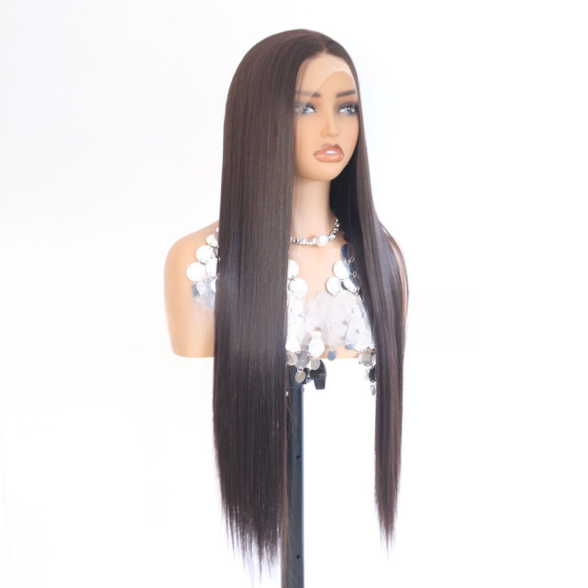Women’s 24-Inch Lace Front Wig – Long Straight Synthetic Hair