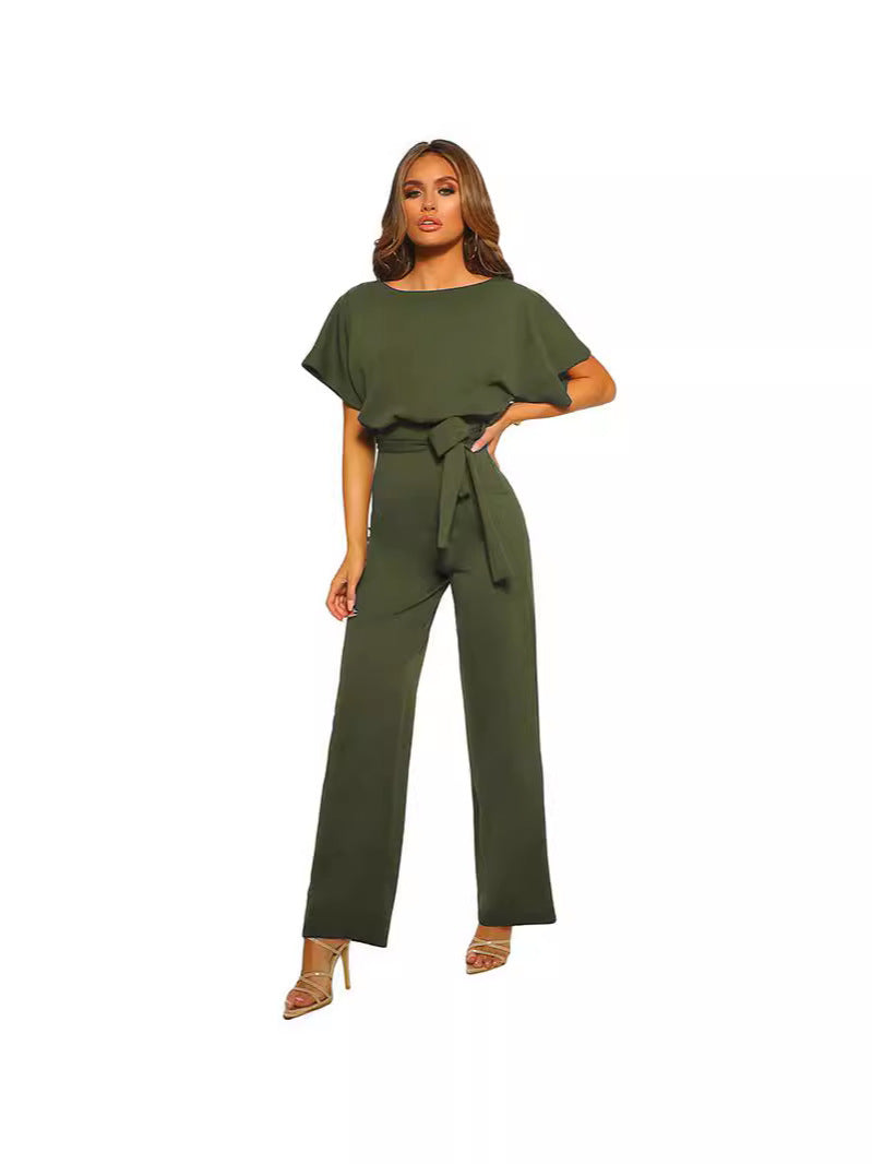 Slim-Fit High Waist Lace-Up Jumpsuit