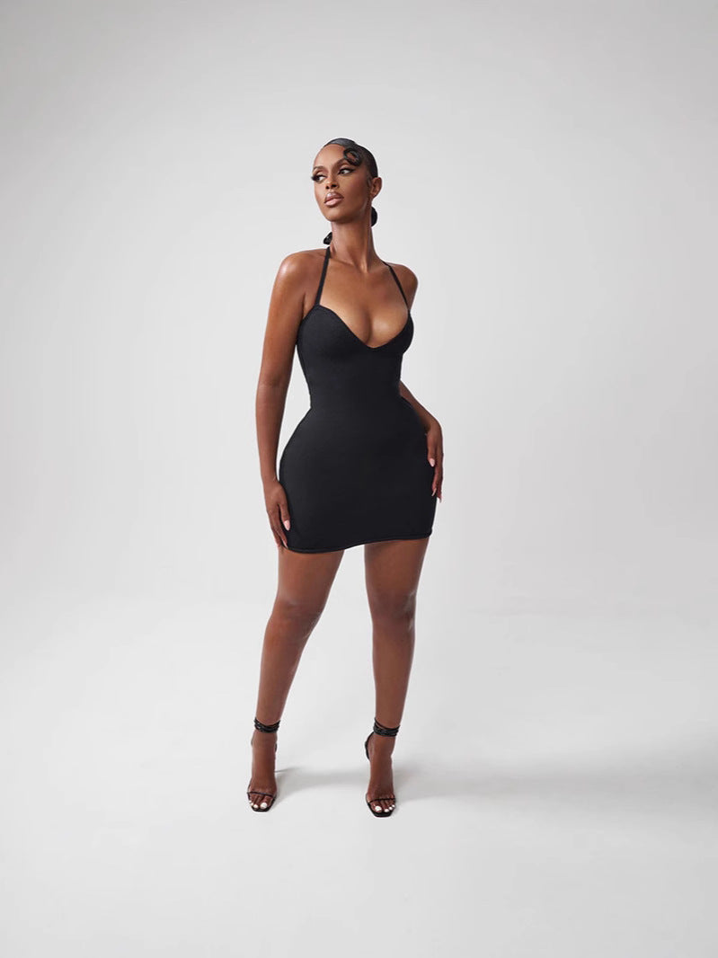 Women’s Sleeveless Bodycon Dress – V-Neck High Waist Fitted Dress