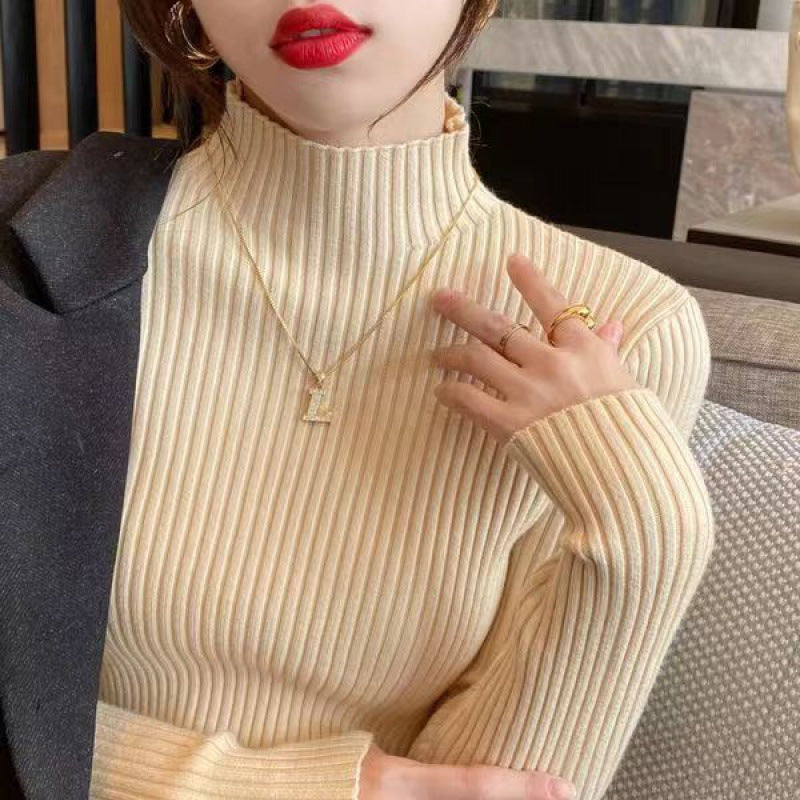 Women’s Slim Fit Knit Sweater – Half Turtleneck Long Sleeve Pullover