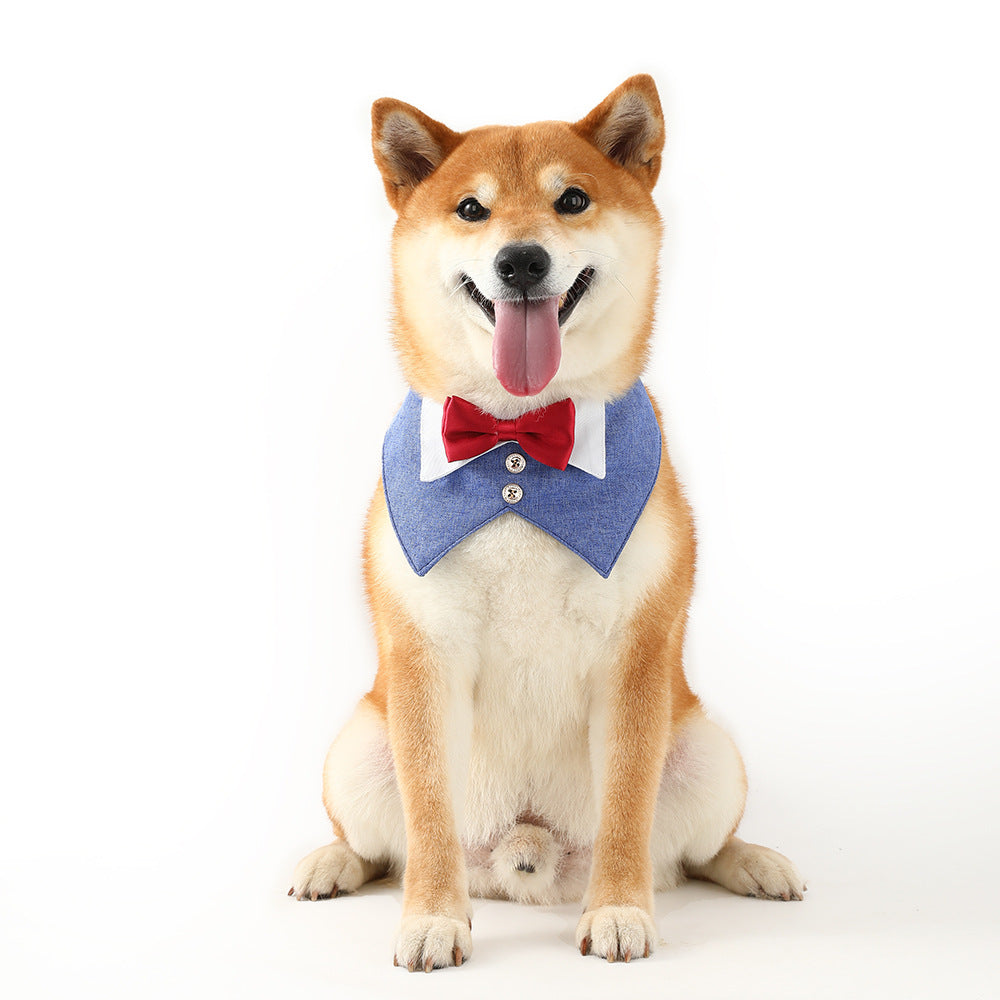 Dog Bow Tie Scarf – Elegant Flax Pet Bandana with Absorbent Design