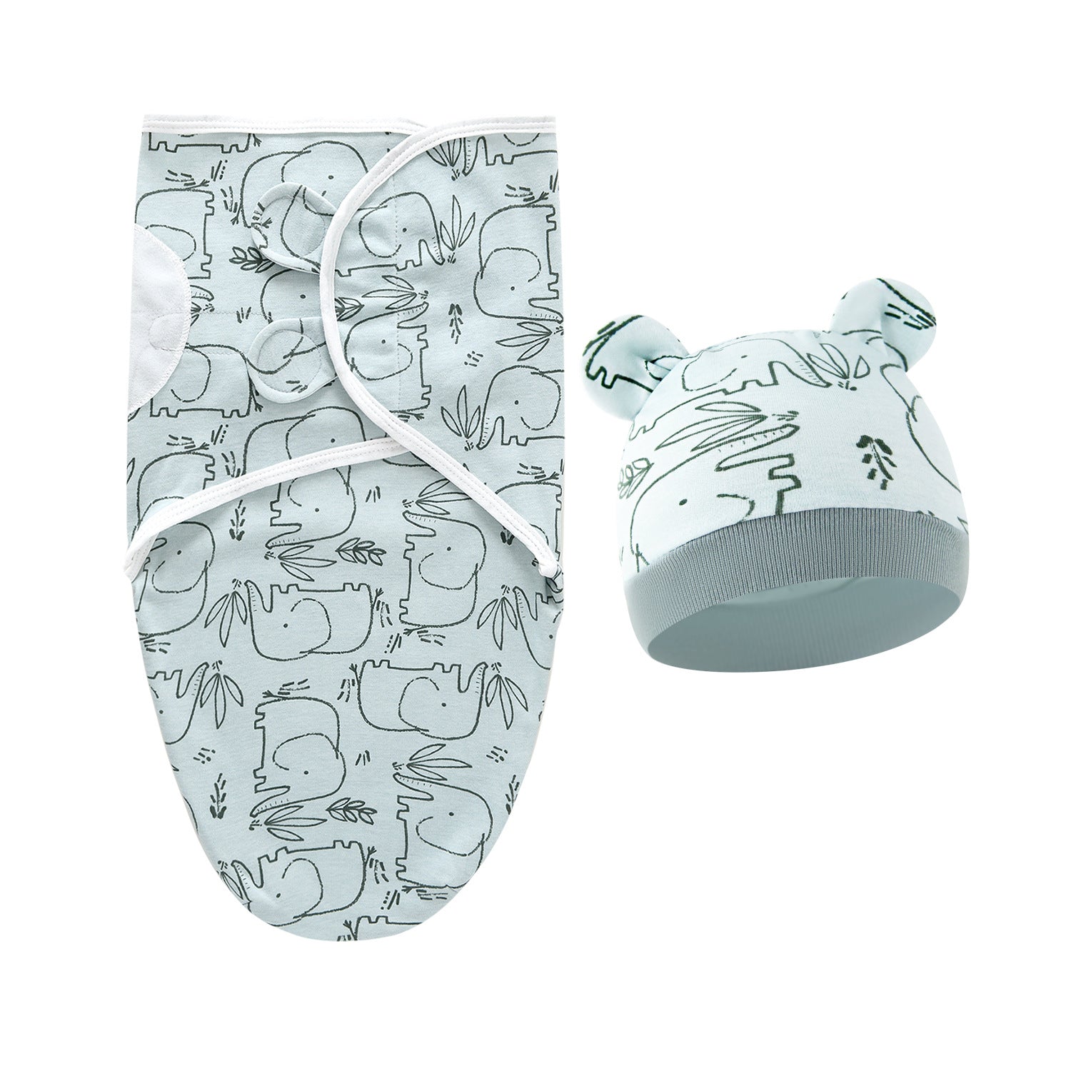 Pure Cotton Baby Swaddle Cocoon – Anti-Startle Newborn Sleep Wrap with Matching Hat